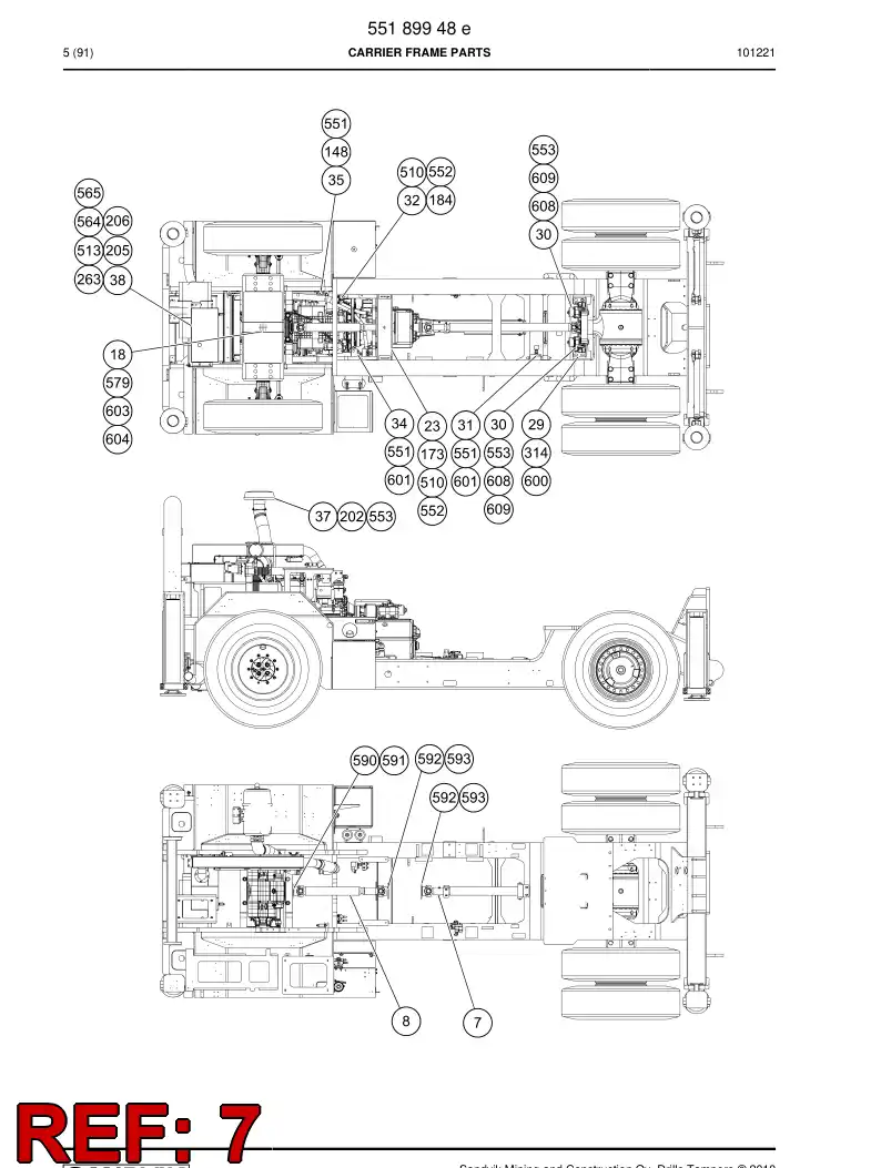 55087160 550 871 60 Drive shaft - Sandvik Technical Drawing