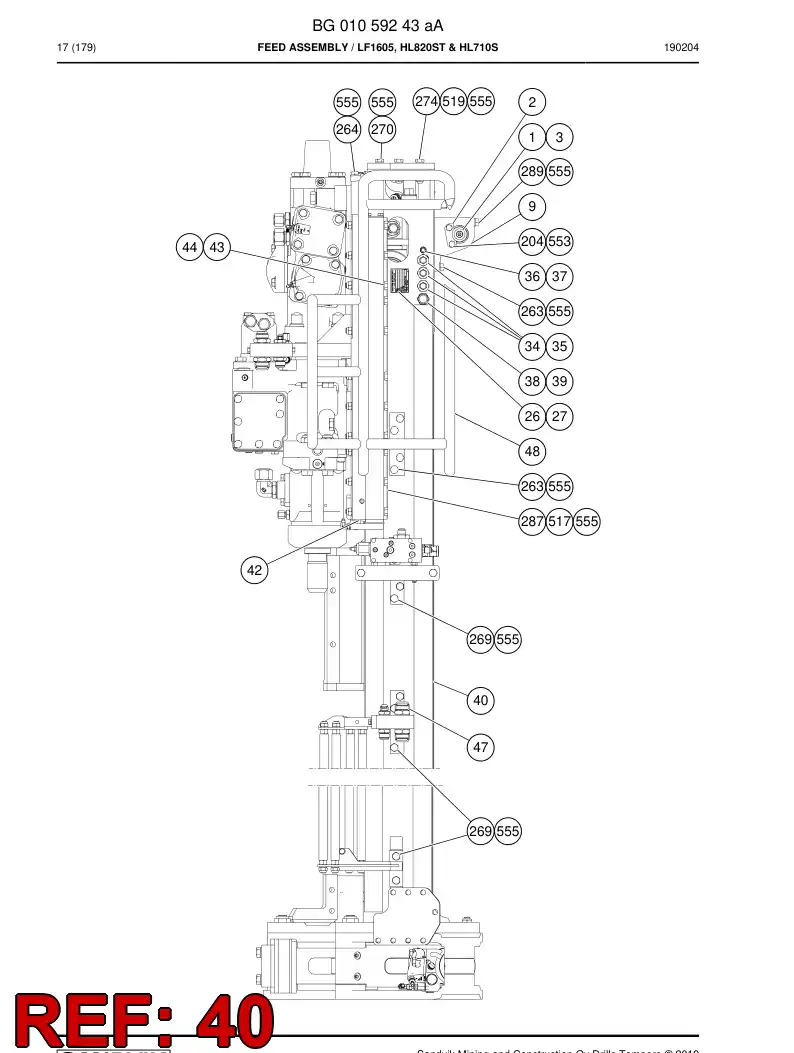 55087324a 550 873 24a LARGUERO, AVANCE - Sandvik Technical Drawing