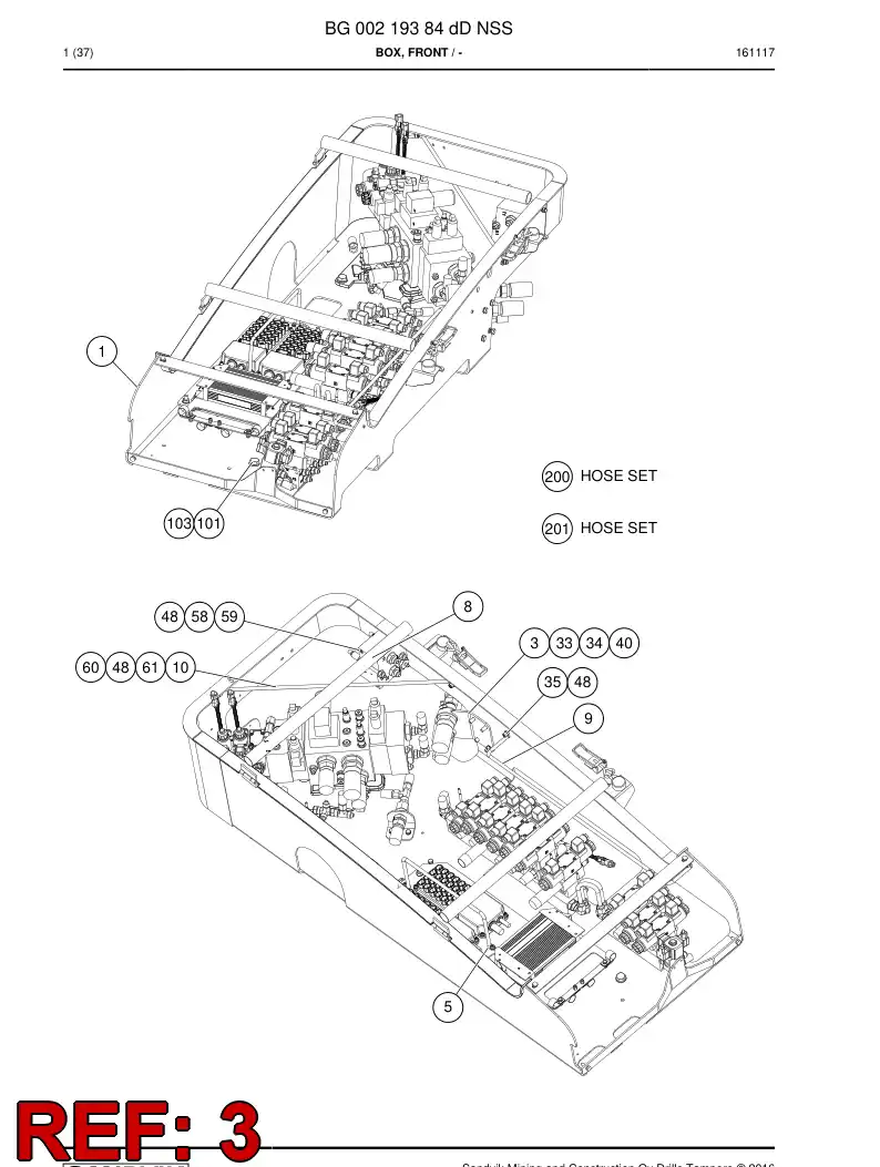 55087333 550 873 33 Cable entry plate - Sandvik Technical Drawing