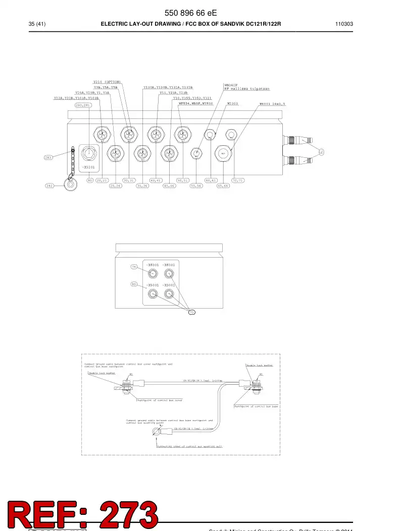 55087520 550 875 20 Terminal marking strip - Sandvik Technical Drawing