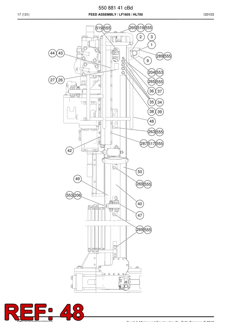 55087540 550 875 40 Hose guide - Sandvik Technical Drawing