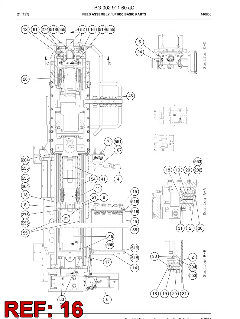 55087548a 550 875 48a ALAVANCA - Sandvik Technical Drawing