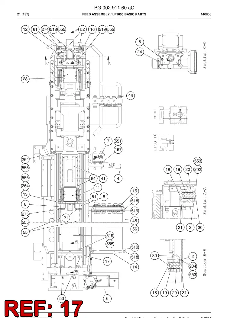 55087550a 550 875 50a ALAVANCA - Sandvik Technical Drawing