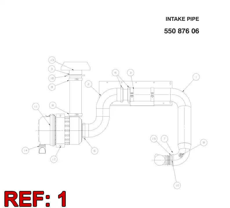 55087613 550 876 13 Pipe, Intake - Sandvik Technical Drawing