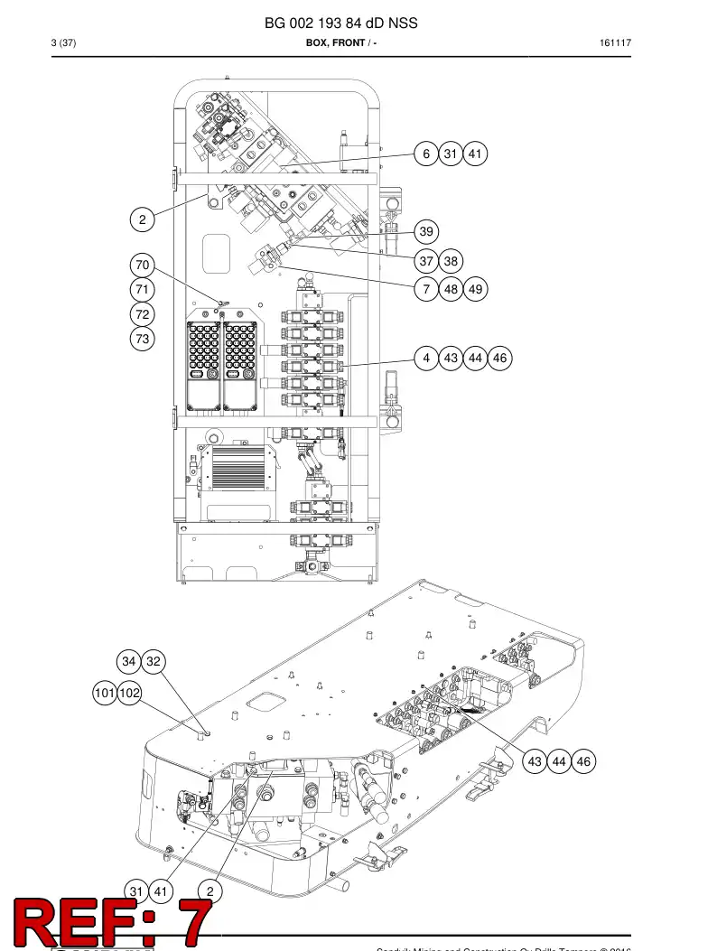 55087629b 550 876 29b Cable entry plate - Sandvik Technical Drawing