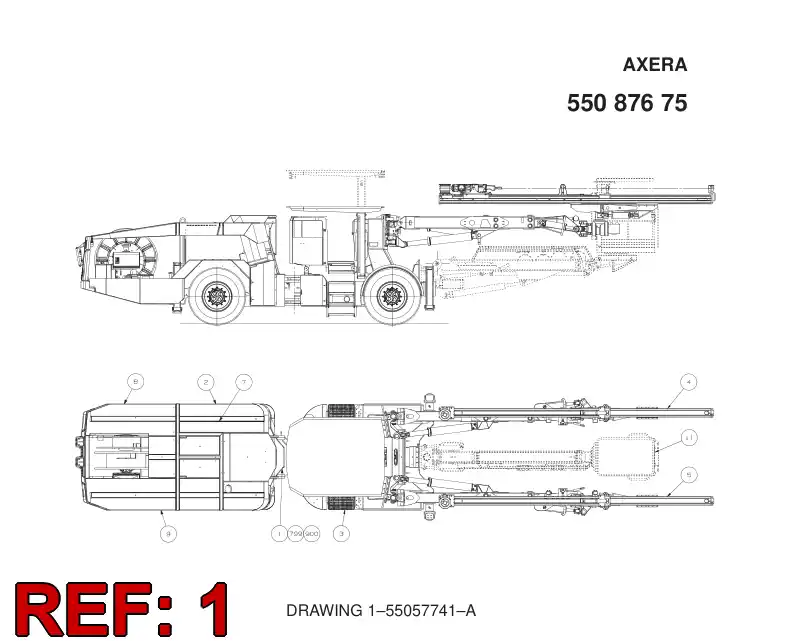 55087666 550 876 66 CARRIER FRAME PARTS - Sandvik Technical Drawing
