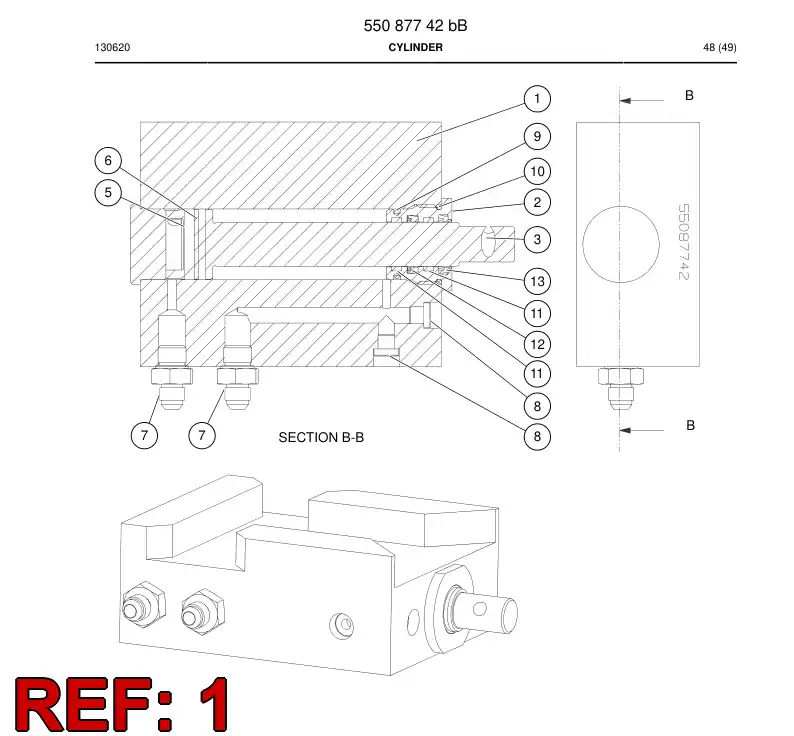 55087738b 550 877 38b Block, Cylinder - Sandvik Technical Drawing