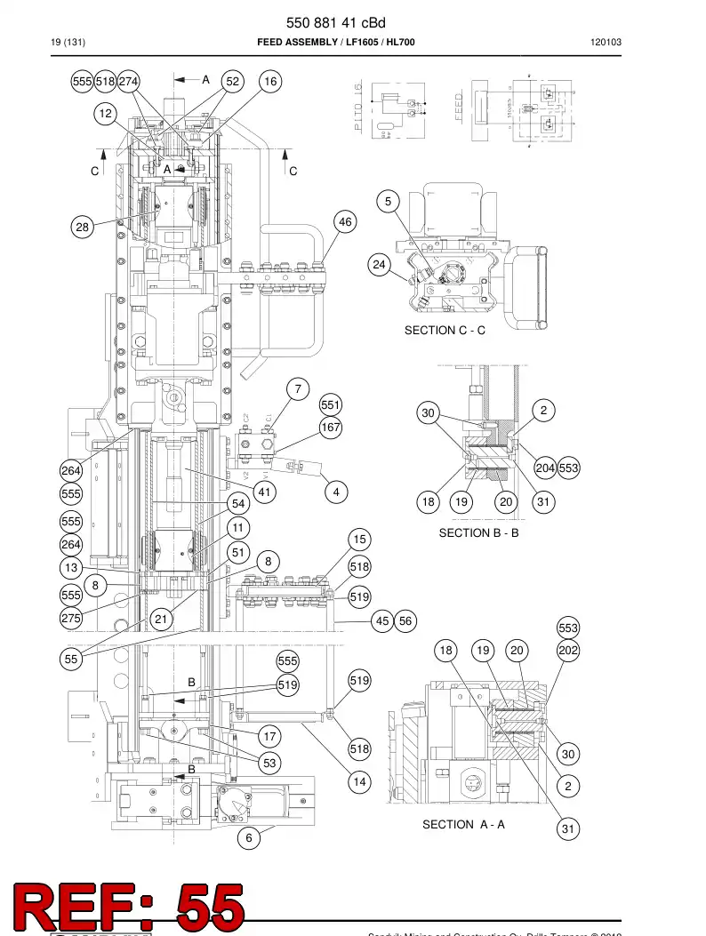 55087950 550 879 50 Wire rope - Sandvik Technical Drawing