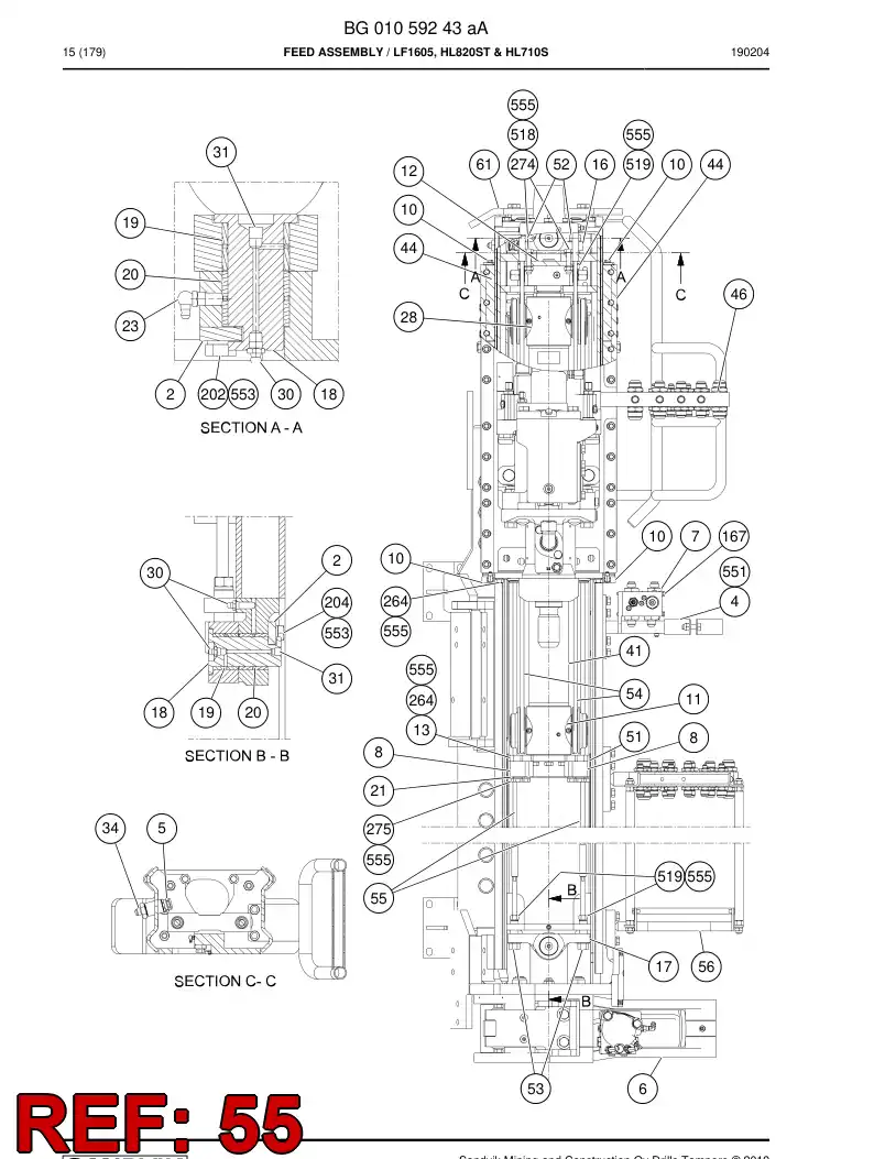 55087950b 550 879 50b CABLE - Sandvik Technical Drawing