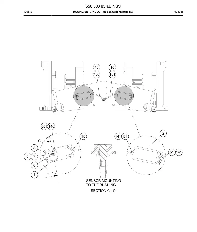 55088085a 550 880 85a Hosing Set - Sandvik Technical Drawing