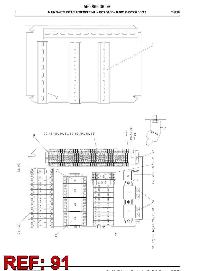 55088185 550 881 85 Relay socket - Sandvik Technical Drawing