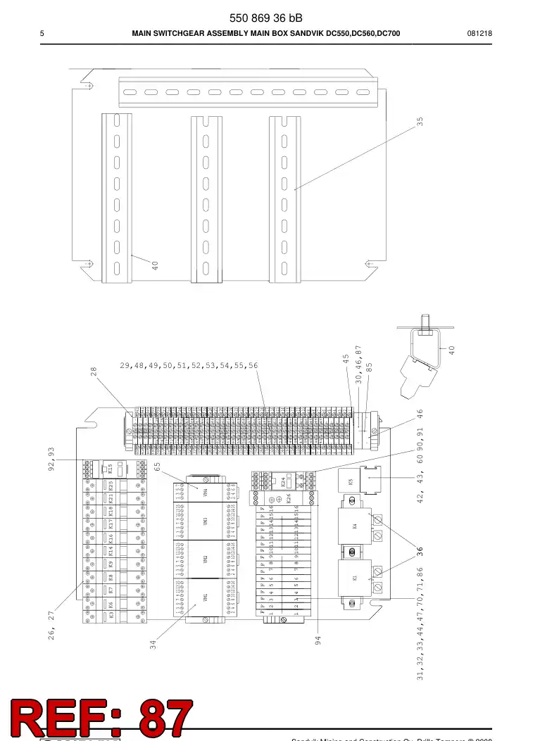 55088202 550 882 02 Terminal strip accessory - Sandvik Technical Drawing