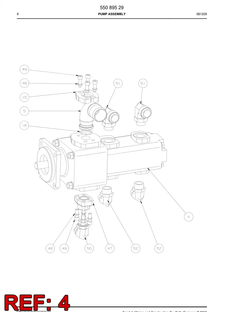 55088206 550 882 06 Triple pump - Sandvik Technical Drawing