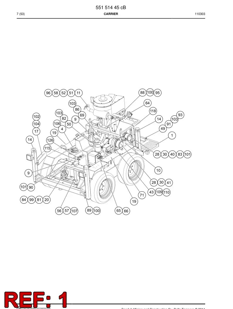 55088327 550 883 27 Frame - Sandvik Technical Drawing