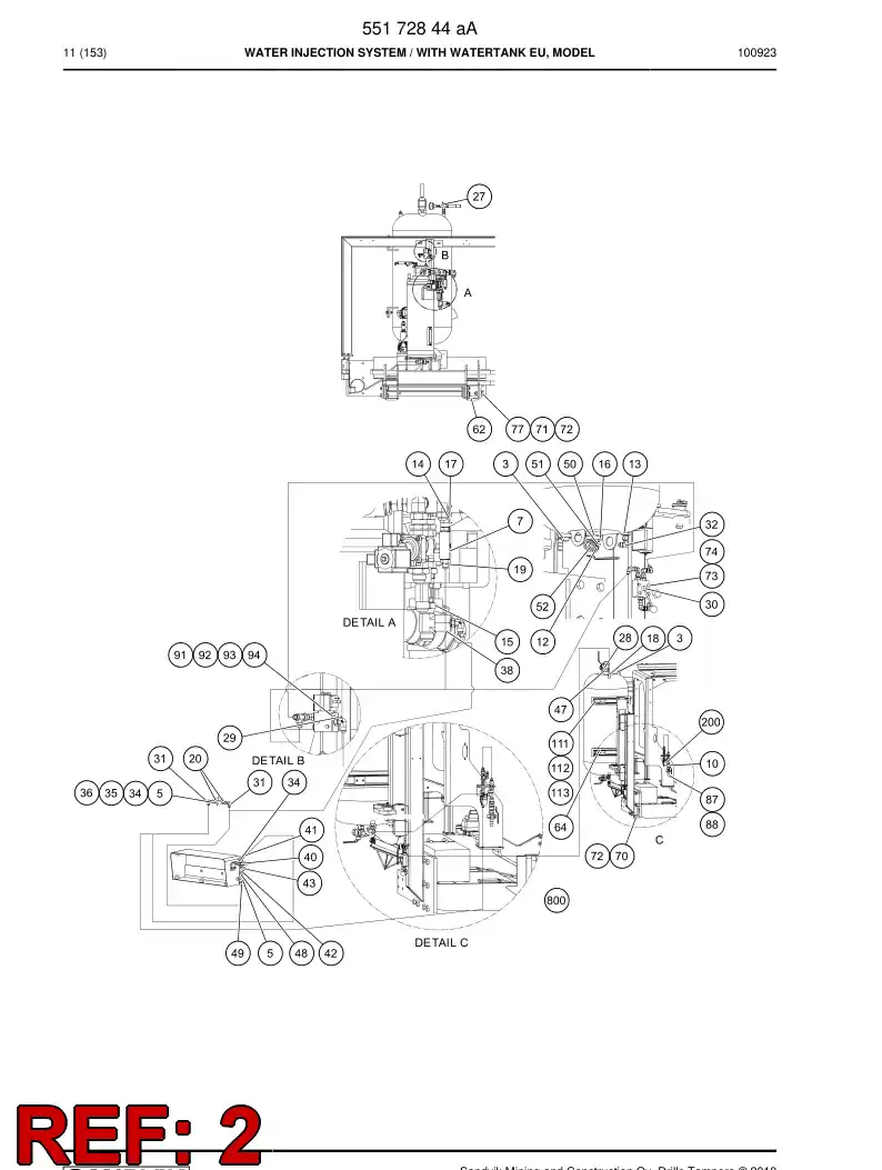55088401b 550 884 01b Water tank - Sandvik Technical Drawing