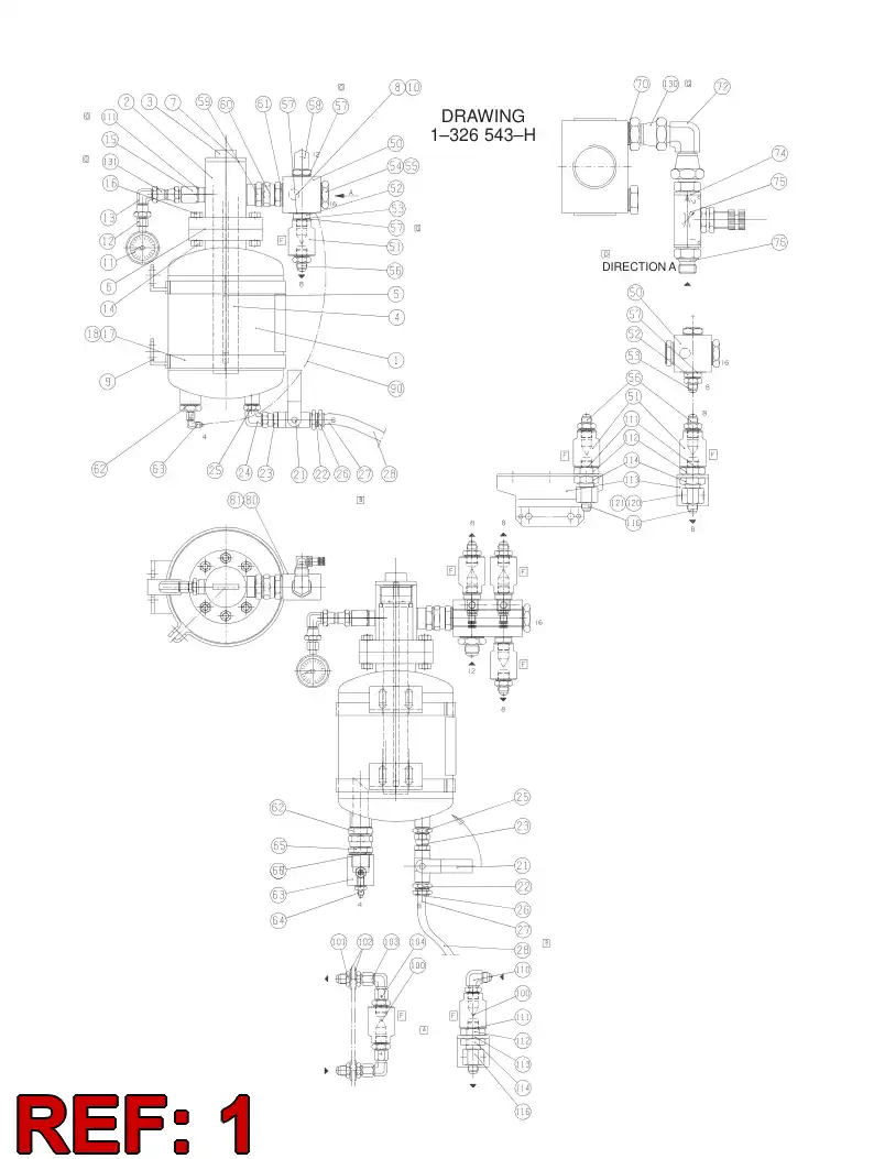 55088402 550 884 02 Air receiver - Sandvik Technical Drawing