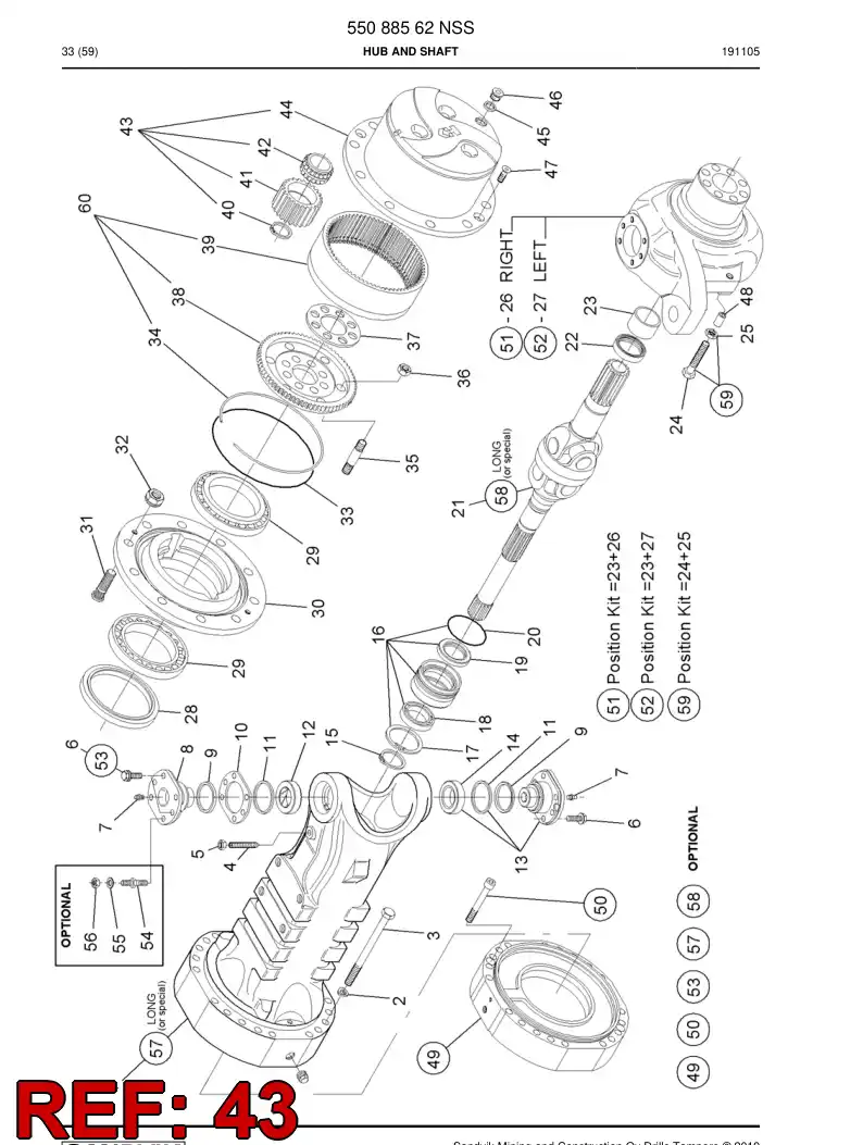 55088558 550 885 58 Planet Gear Assembly - Sandvik Technical Drawing