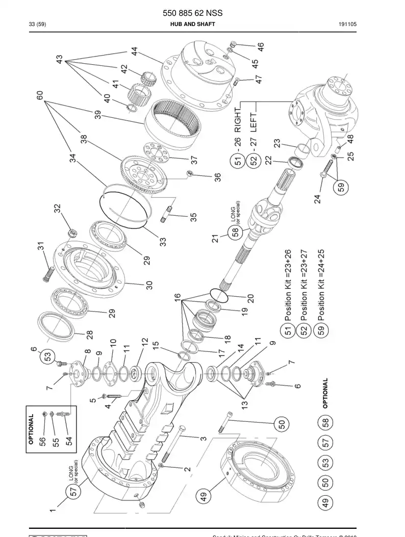 55088562 550 885 62 HUB & SHAFT - Sandvik Technical Drawing