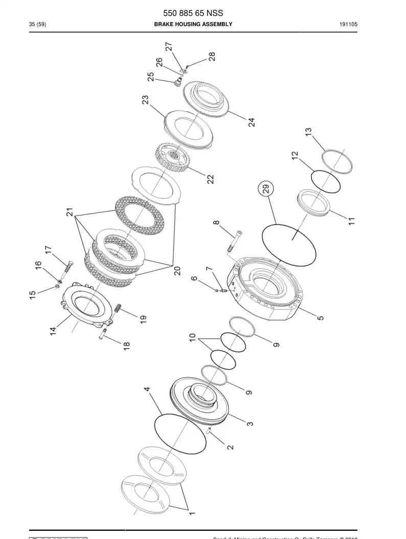 55088565 550 885 65 BRAKE HOUSING ASSEMBLY - Sandvik Technical Drawing