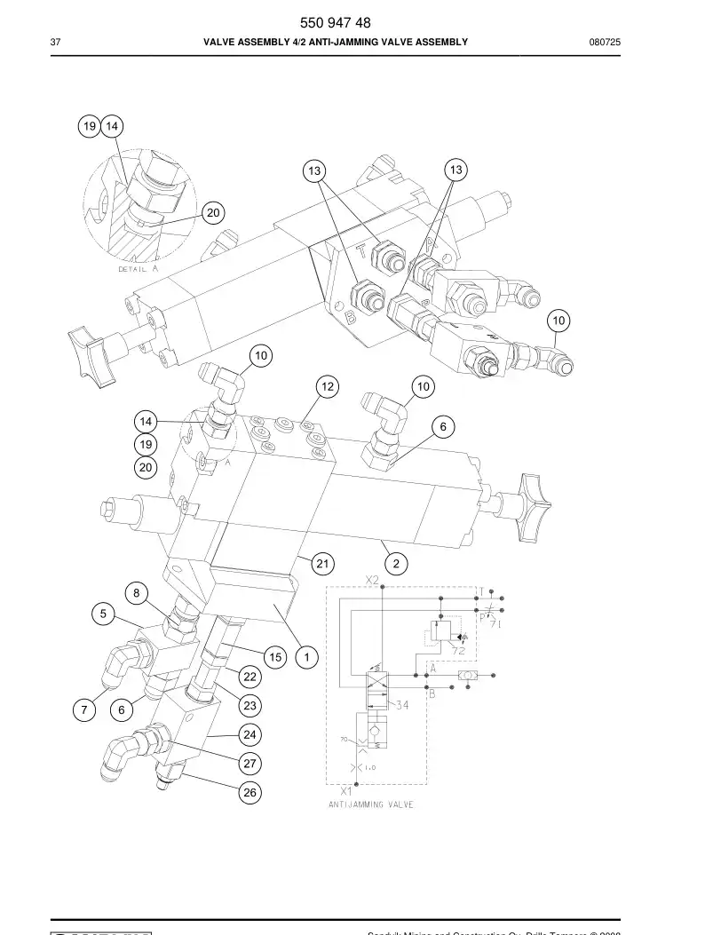 55088583a 550 885 83a PRESSURE RELIEF VALVE - Sandvik Technical Drawing