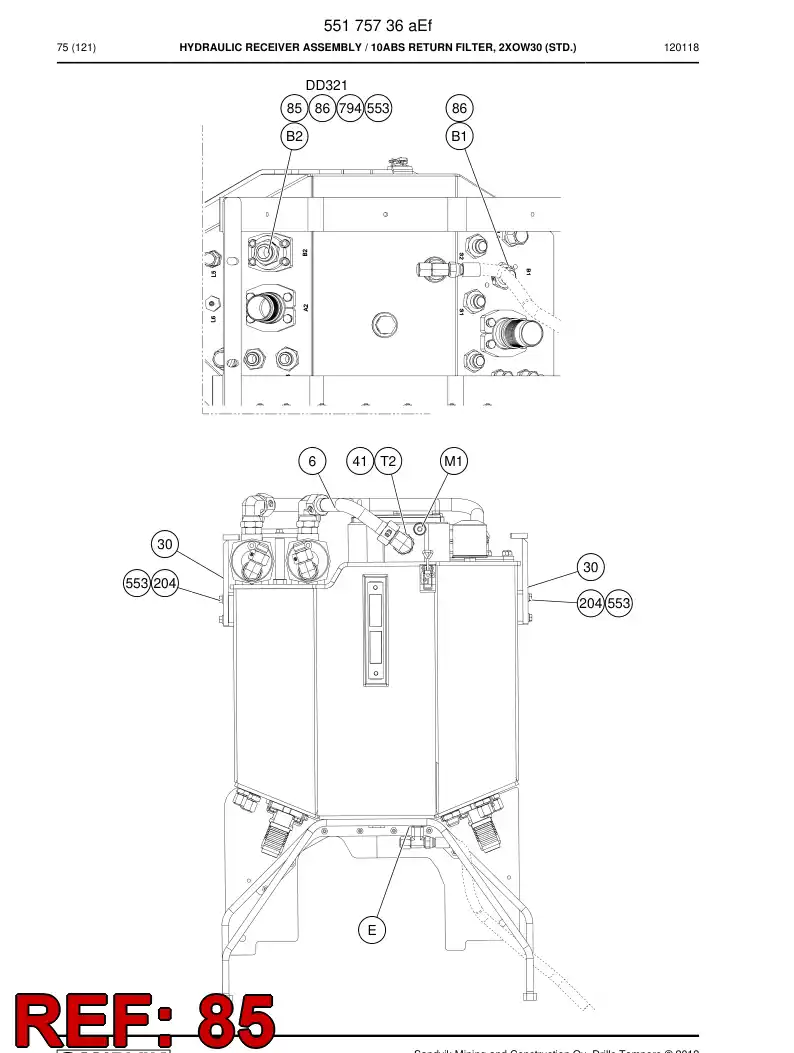 55088595 550 885 95 Fitting, Flange - Sandvik Technical Drawing