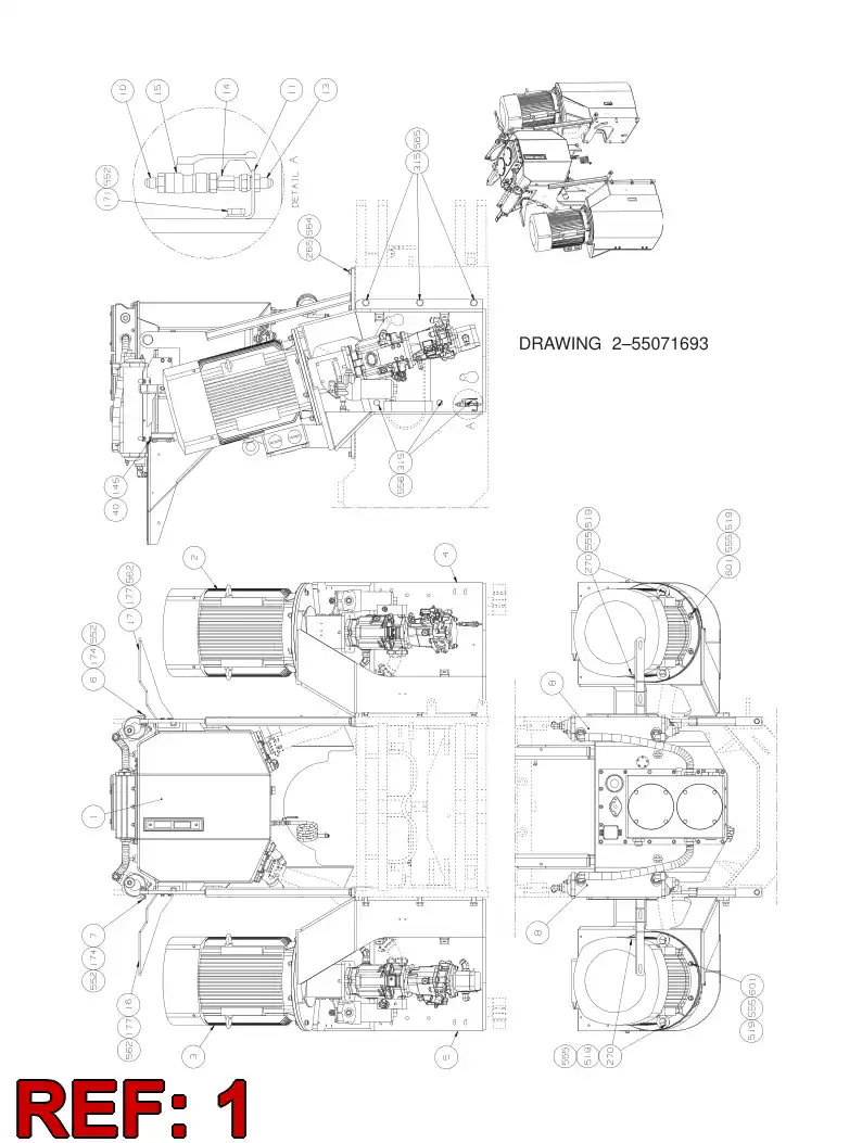 55088805 550 888 05 HYDRAULIC RECEIVER ASSEMBLY - Sandvik Technical Drawing