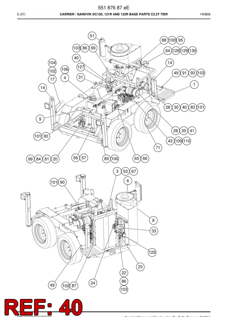 55088821 550 888 21 Hose - Sandvik Technical Drawing