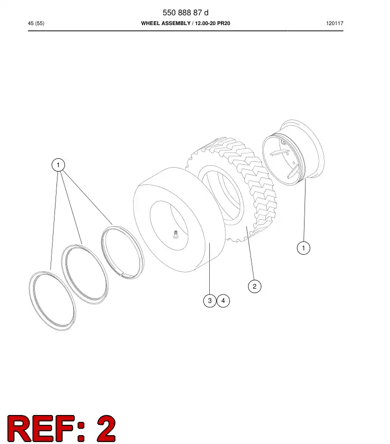 55088886b 550 888 86b Tyre - Sandvik Technical Drawing