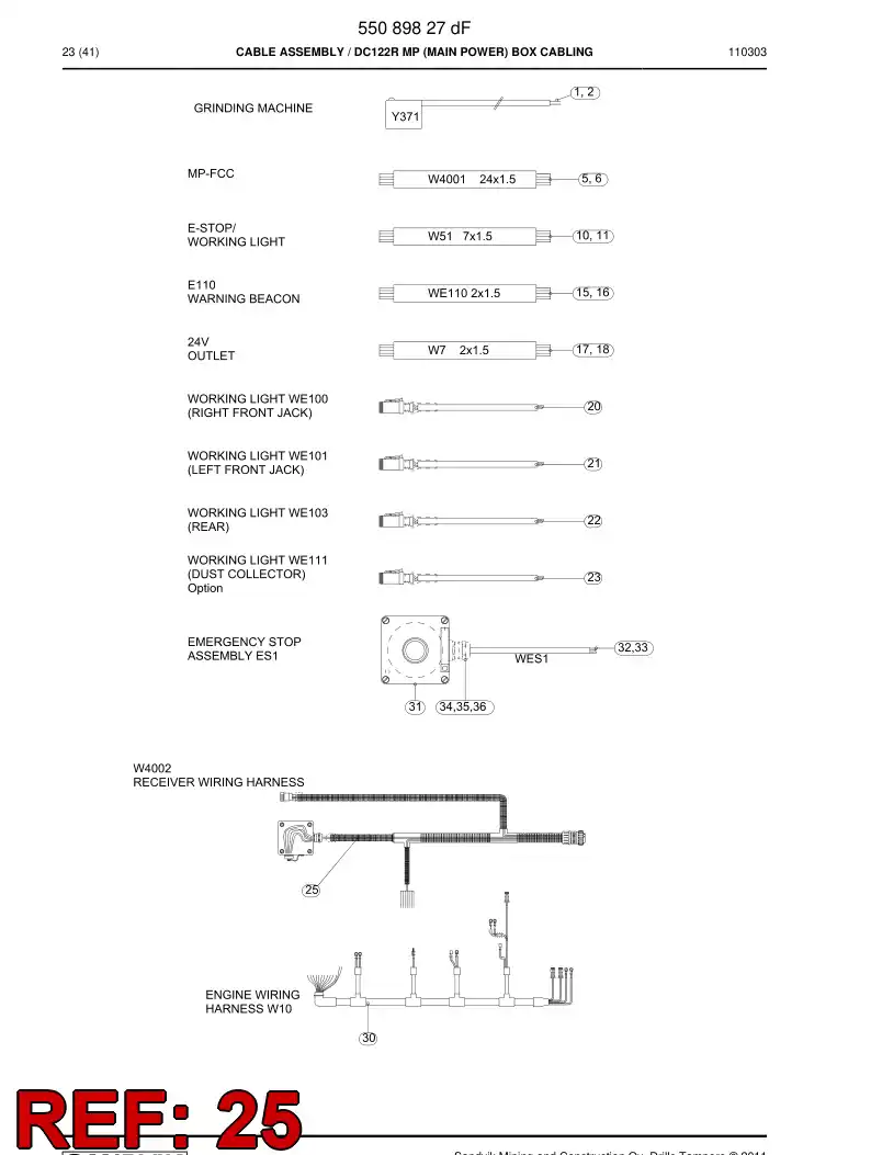 55089038b 550 890 38b Wiring harness assembly - Sandvik Technical Drawing