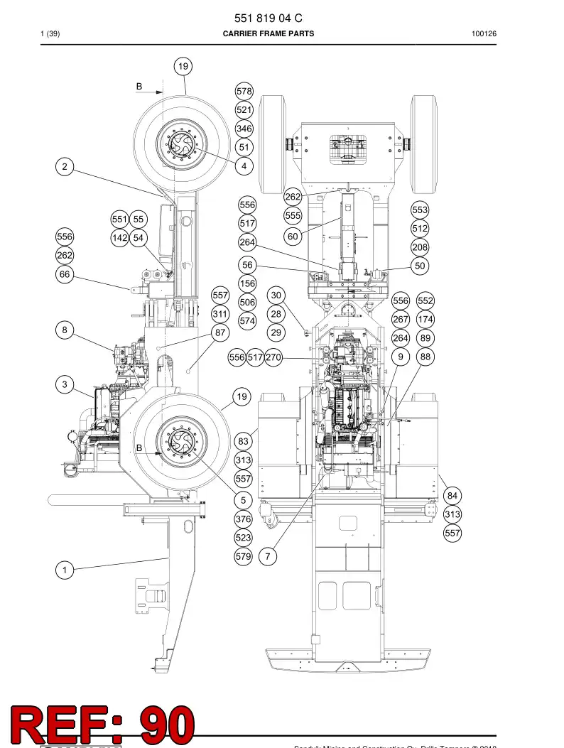 55089148 550 891 48 Counterweight - Sandvik Technical Drawing