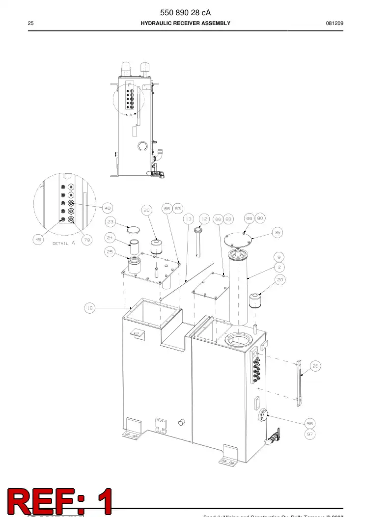55089176d 550 891 76d Tank assembly - Sandvik Technical Drawing