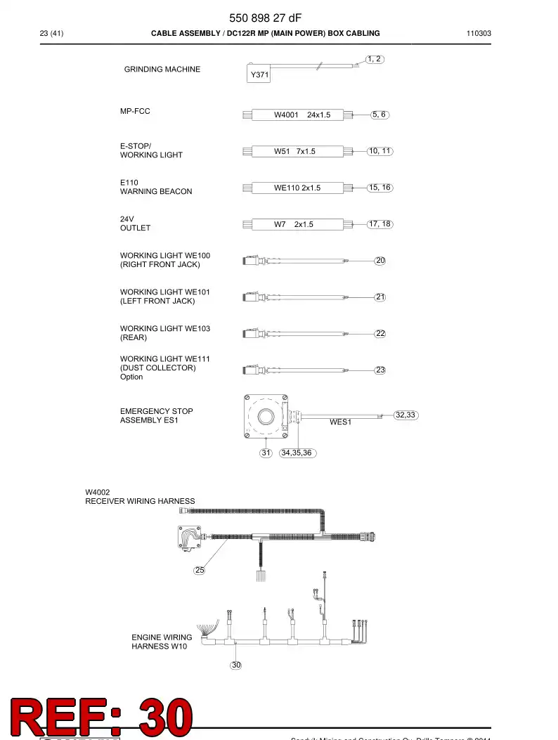 55089197c 550 891 97c Wiring Harness Assembly - Sandvik Technical Drawing