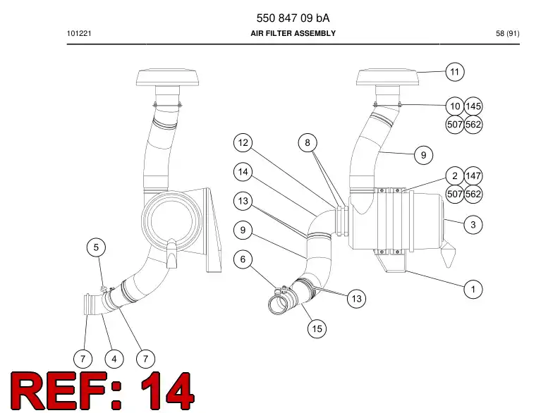 55089199 550 891 99 Intake pipe - Sandvik Technical Drawing