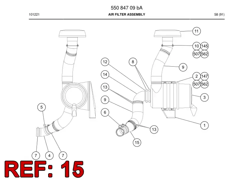 55089200 550 892 00 Intake pipe - Sandvik Technical Drawing