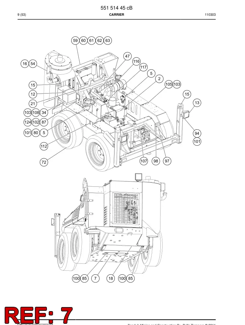 55089232 550 892 32 Plate, Base - Sandvik Technical Drawing