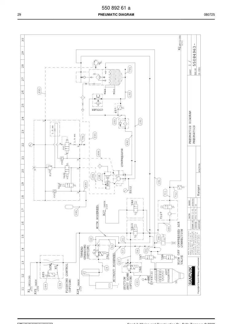 55089261b 550 892 61b PNEUMATIC DIAGRAM - Sandvik Technical Drawing