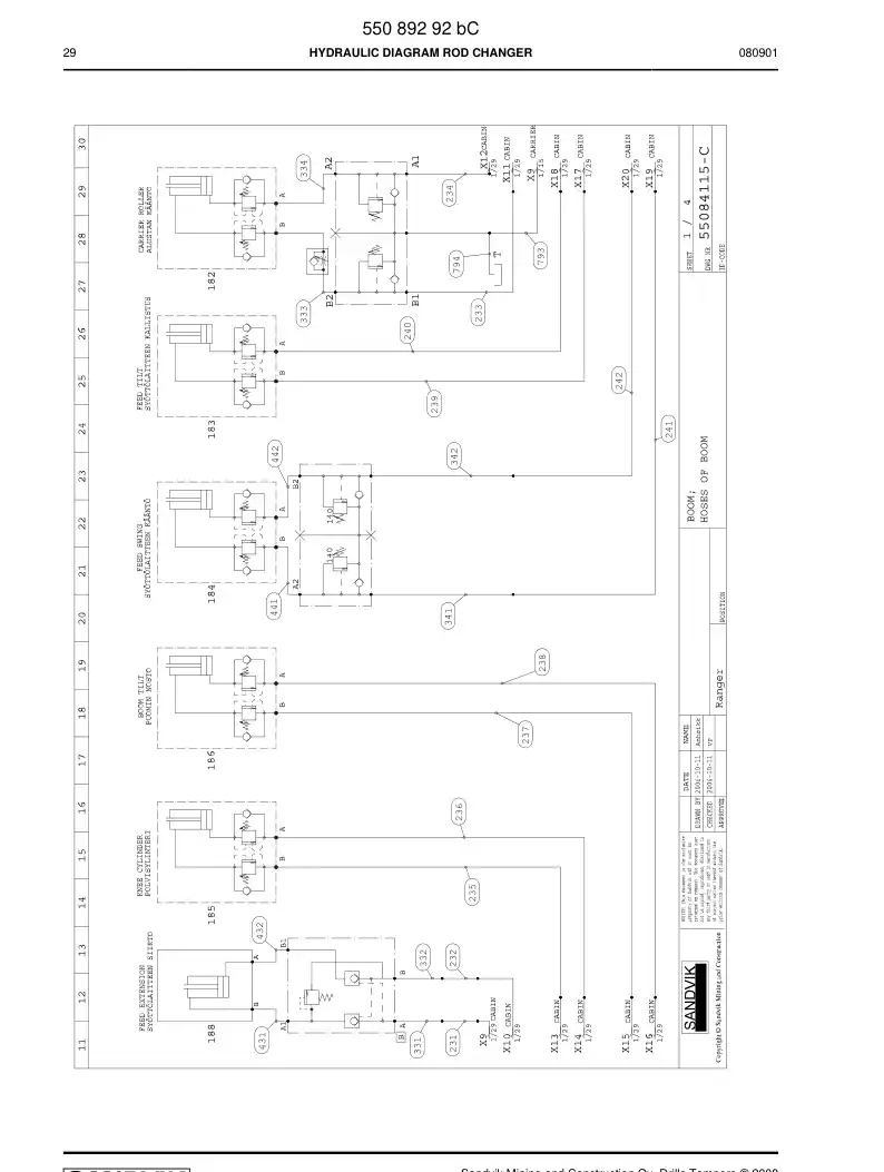 55089292c 550 892 92c HYDRAULIC DIAGRAM - Sandvik Technical Drawing