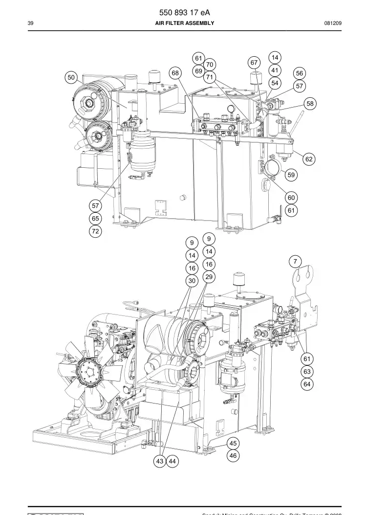 55089317e 550 893 17e AIR FILTER ASSEMBLY - Sandvik Technical Drawing