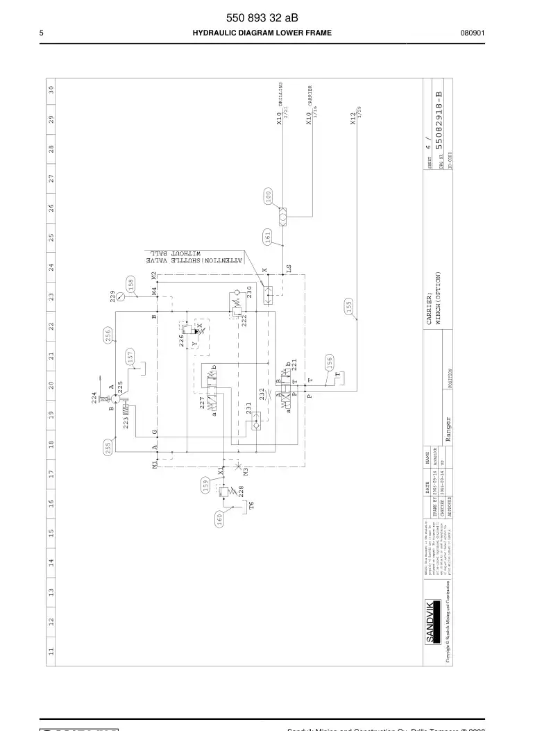 55089332a 550 893 32a Hydraulic diagram - Sandvik Technical Drawing