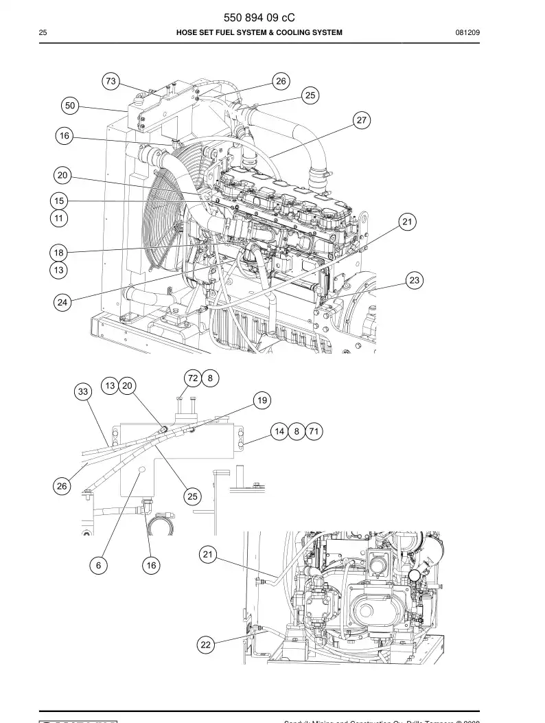 55089409c 550 894 09c HOSE SET - Sandvik Technical Drawing