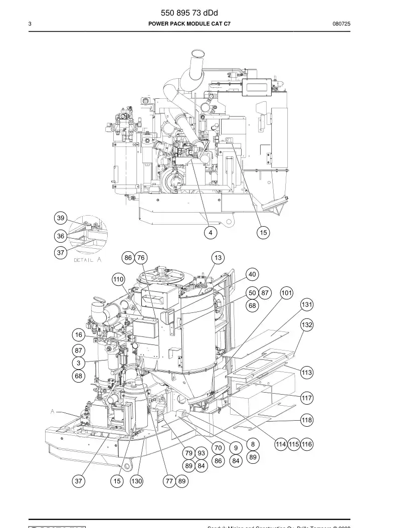 55089573d 550 895 73d POWER PACK MODULE - Sandvik Technical Drawing