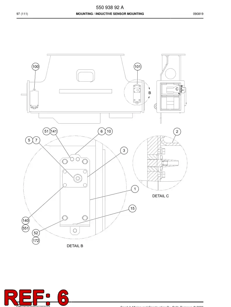 55089662 550 896 62 Switch, Proximity, Inductive - Sandvik Technical Drawing