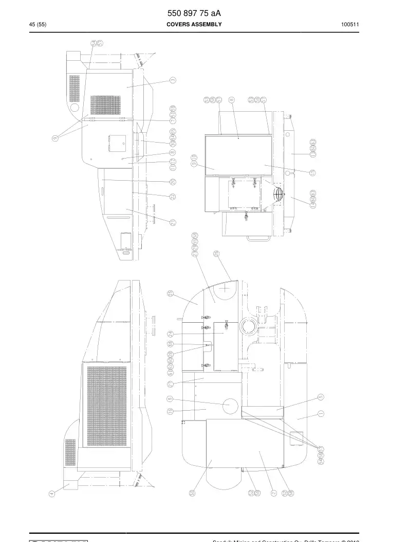 55089775a 550 897 75a COVERS ASSEMBLY - Sandvik Technical Drawing