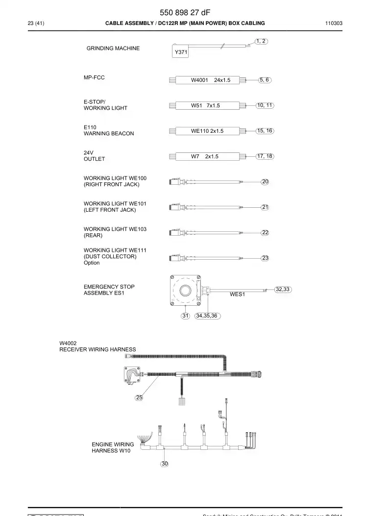 55089827d 550 898 27d CABLE ASSEMBLY - Sandvik Technical Drawing
