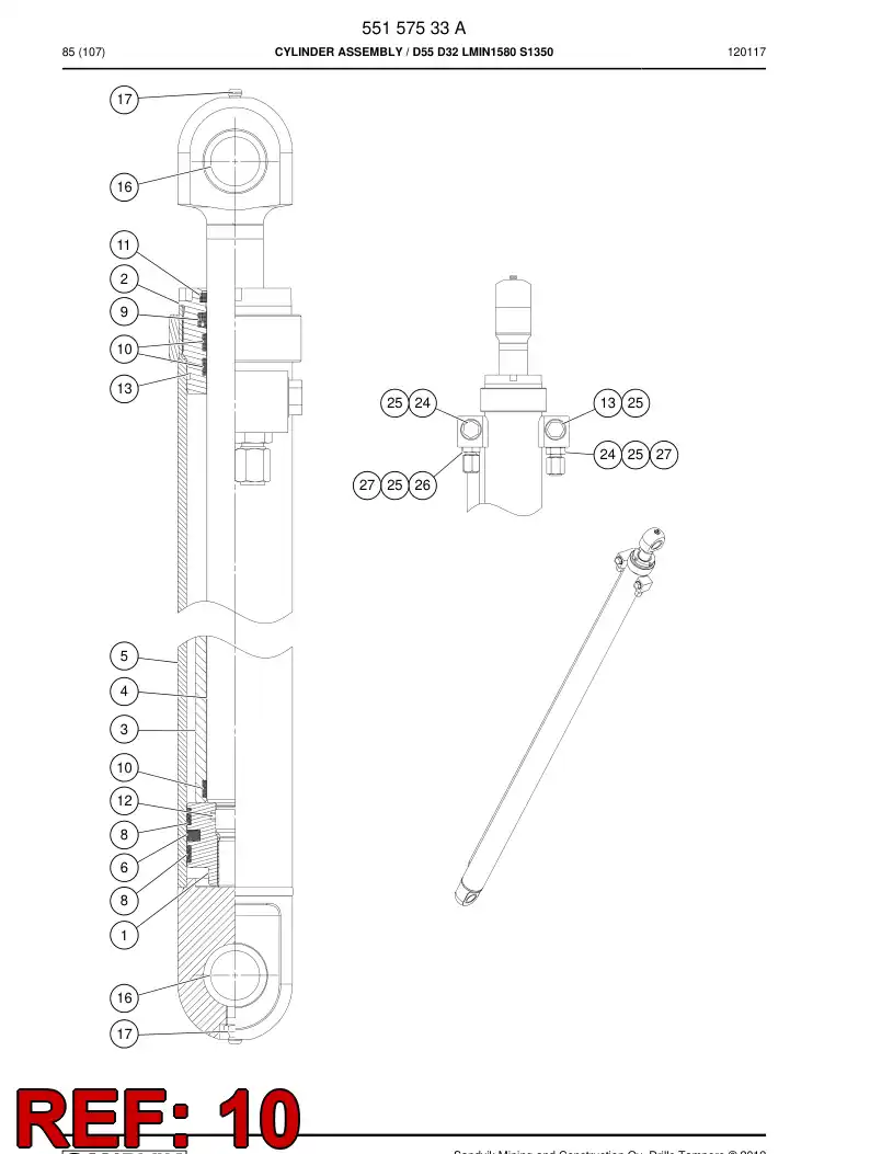 55089985 550 899 85 Guide Ring, PISTON Rod - Sandvik Technical Drawing