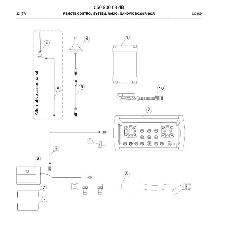 55090008d 550 900 08d Remote Control System, Radio - Sandvik Technical Drawing