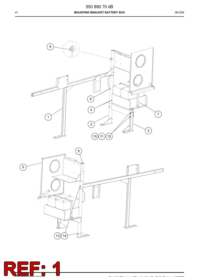 55090045 550 900 45 Backing frame - Sandvik Technical Drawing