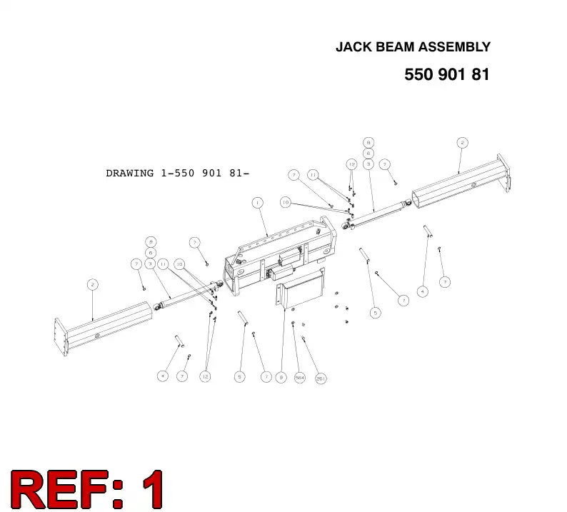 55090224 550 902 24 JACK BEAM - Sandvik Technical Drawing
