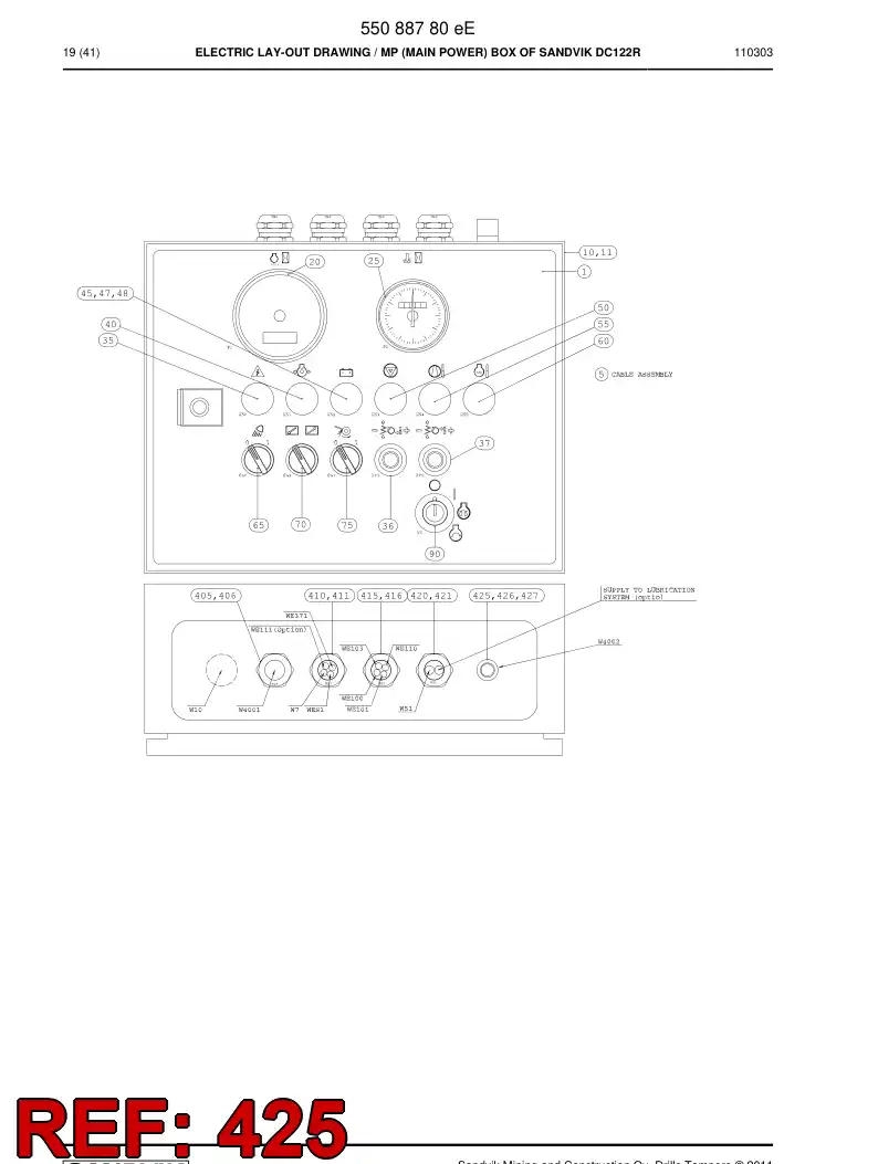 55090375 550 903 75 Entry, Cable - Sandvik Technical Drawing