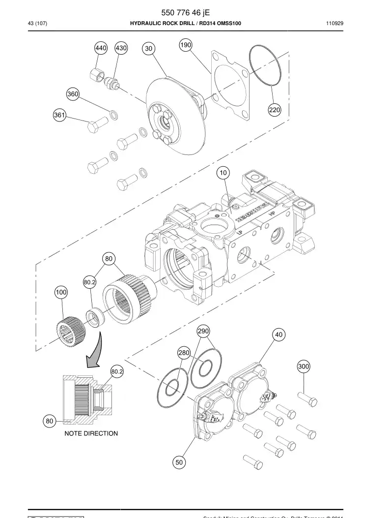55090443a 550 904 43a Seal kit - Sandvik Technical Drawing